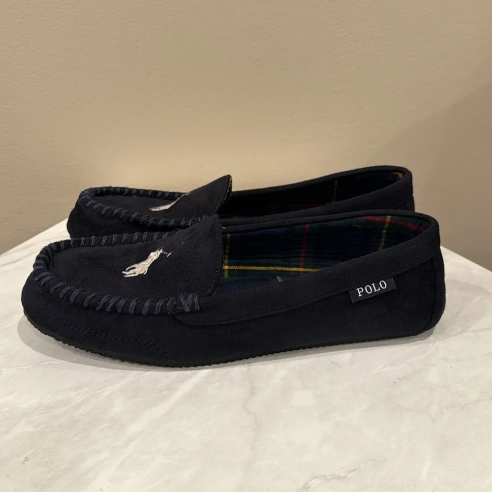 🔥Polo by Ralph Lauren Navy Loafers with Embroidered Logo🔥